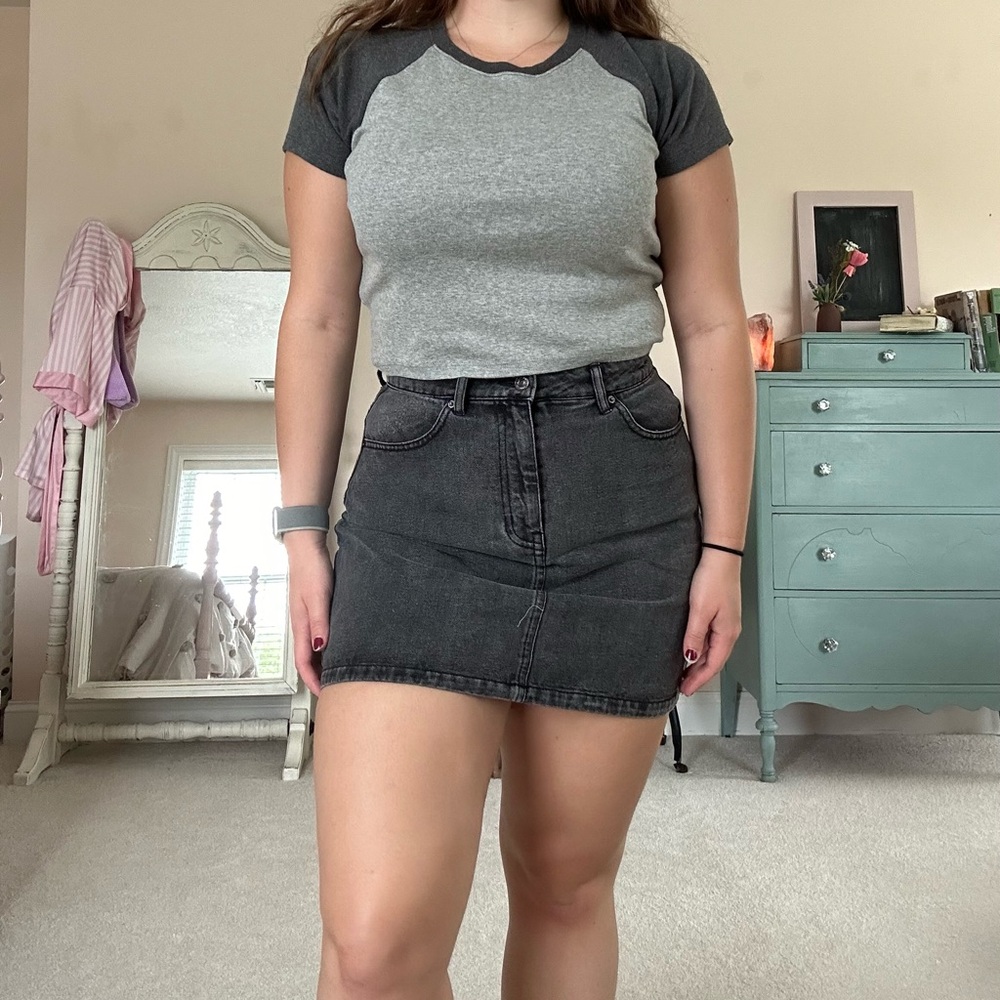 Grey Forever 21 Jean Skirt